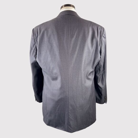 Armani Collezioni Mens Blazer Gray Pinstriped Super 150s Wool Suit Jacket 44R - Picture 2 of 14